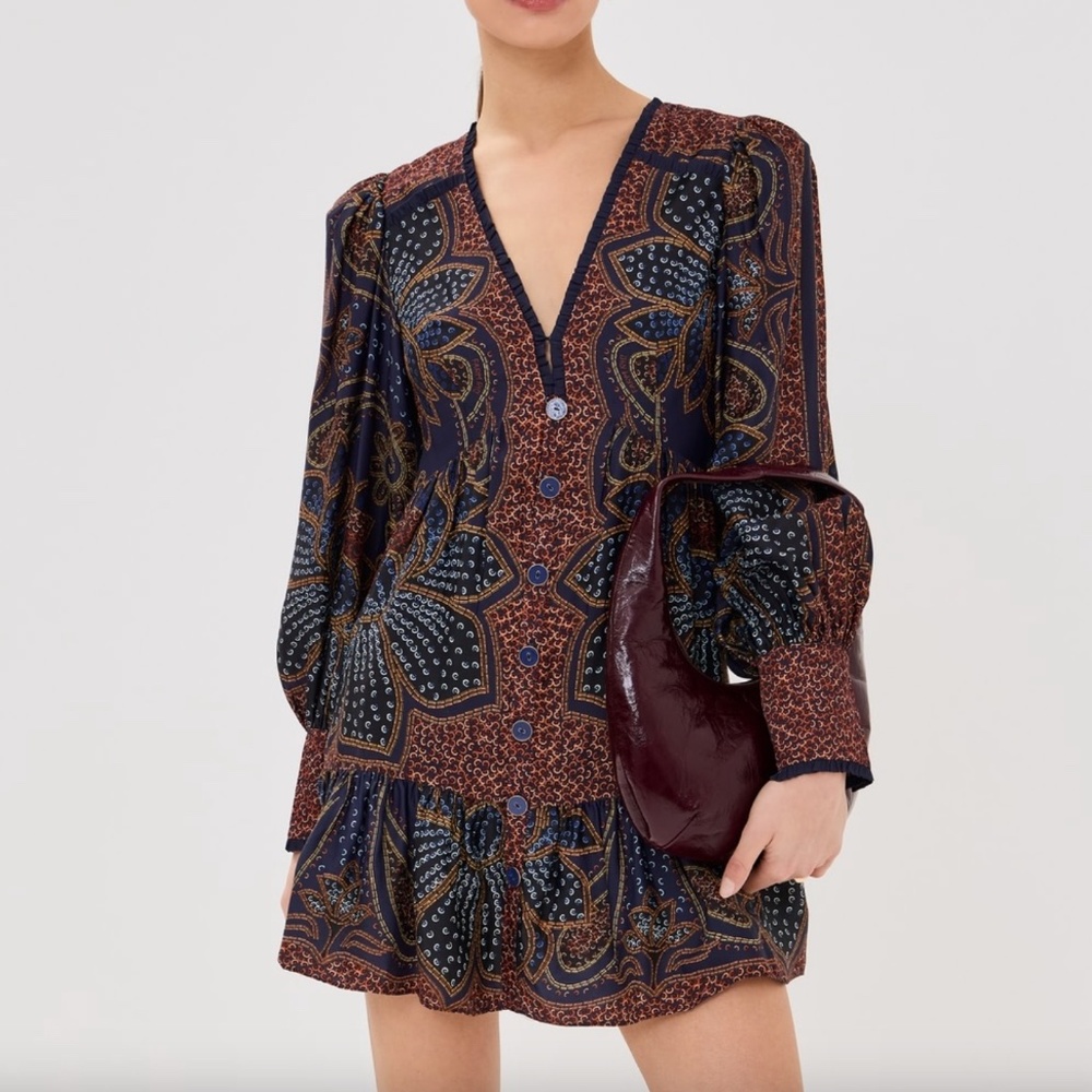 FARM Rio Floral Glam Blue Mini Dress, XS (NEVER WORN)